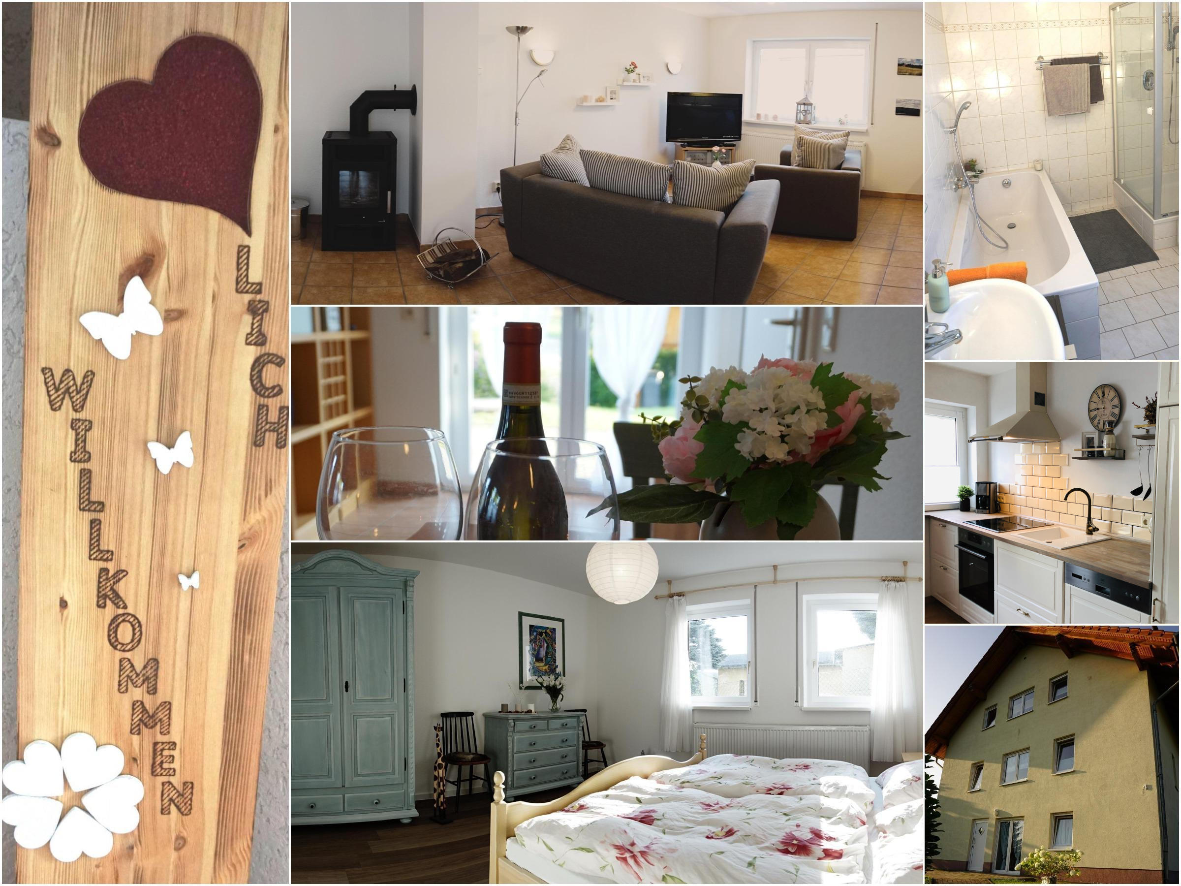 Wohnbereich und Teil der Küchenzeile mit Blick Richtung Fenster